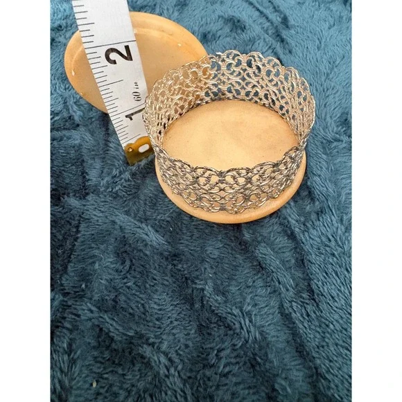 Vintage Alabaster Stone Trinket Box Silver Filigree Metal Lid Ornate Finial 3in - Picture 6 of 7